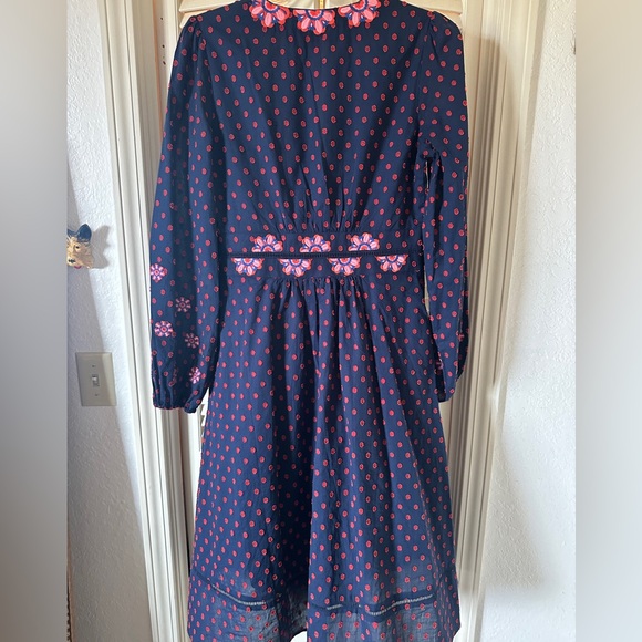 BODEN FLOSSIE EMBROIDERED MIDI DRESS - NAVY RED SPOT PINK - Picture 8 of 8